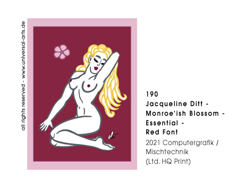 Jacqueline Ditt - Monroe'ish Blossom - Essential - Red Font (Monroe&auml;hnliche Bl&uuml;te - Essenziell - Roter Hintergrund)