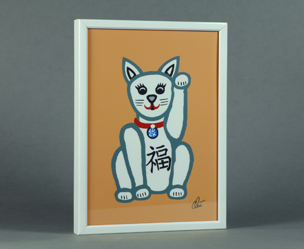 Jacqueline Ditt -  Maneki Neko Lucky Cat - Orange Font (Maneki Neko Gl&uuml;ckskatze - Orangener Hintergrund)